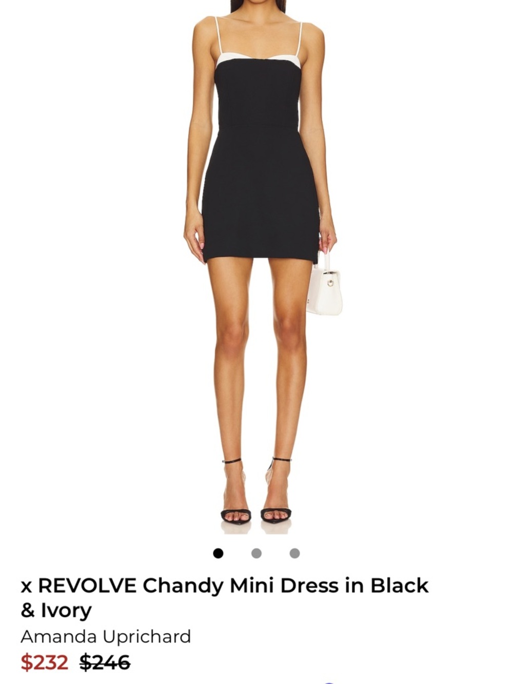Amanda Uprichard Chandy Black Mini Dress with Ivory Trim